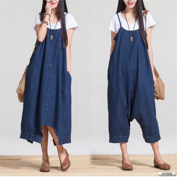 Women Denim Jumpsuits Loose Casual 2022 Autumn New Casual Blue Korean Fashion Women Clothes Cute Rompers