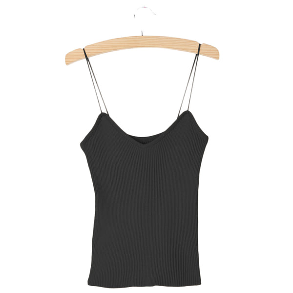 Knitted Tank Tops Women Camisole Vest Simple Stretchable VNeck Slim Sexy Strappy Bottoming shirt