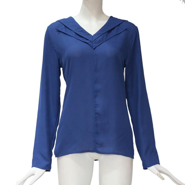 2022 Autumn Blouse New Fashion Women Tops Chiffon Solid Shirt Office Ladies Plain Roll Sleeve Blouse Tops V-Neck kimono