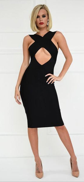 Keyhole Cross Strap Sleeveless Mini Dress 2022 New Women Sexy Summer Busty Backless Celebrity Evening Party Bandage Dress HL620