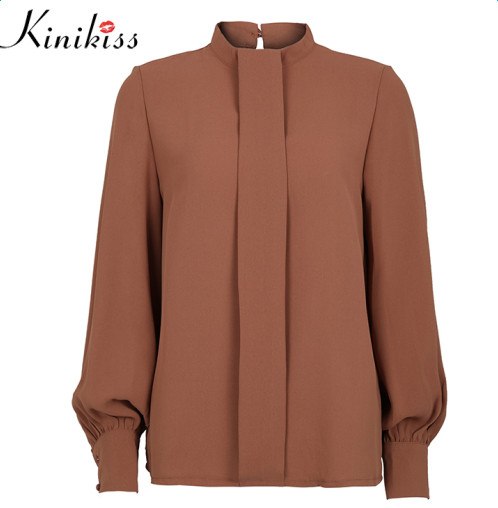 2022 Autumn Shirts Women Blusa Chiffon Blouse Long Sleeve Stand collar Fashion Tops Women's Clothing Blouse