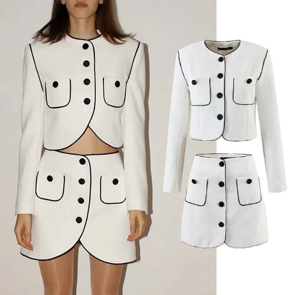 Klkxmyt Za 2022 2 Pieces Sets Women Suit Office Cropped Blazers Jackets And High Wasit Mini Skirts Set Woman Suit