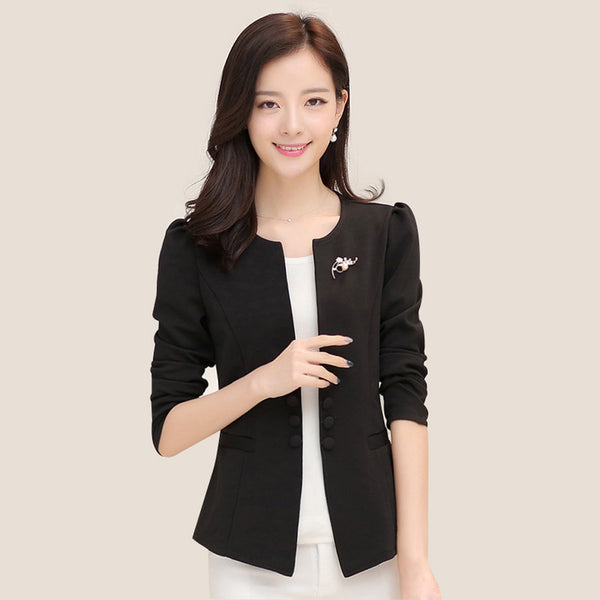 L- 5XL Women blazers and jackets Spring and Autumn black blazer Brooch Crystal Cardigan bleiser mujer 2022 XZ010
