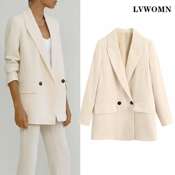 LVWOMN Za 2022 Women Blazer Spring Office Lady Long Sleeve Coats Female Loose Casual Suit Solid Jacket Woman Clothes
