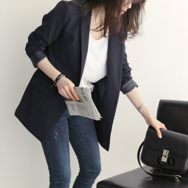 2022 Spring New Korean Loose Women Casual Blazer Solid Formal Coat Elegant Ladies Blazers Black Suit jacket Female