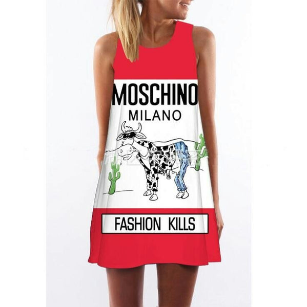 New 2022 Summer Women New Arrival Sleeveless O-Neck Floral Print A-line Short Mini Dress