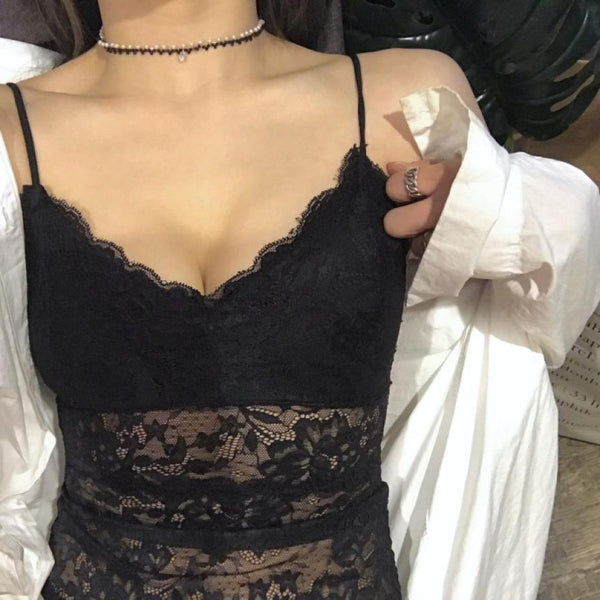 Lace Crochet Tank Top Sexy Strap Cropped Camisole Women 2022 Summer Spaghetti Strap Tank Top V Neck Lace Bralette Tube Top #517