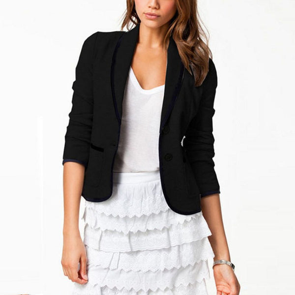 New Blazer Women Fashion Women's Spring Slim Short Design Turn-down Collar Blazer Grey Short Coat Jackets for Women