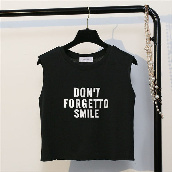 New Fashion crop top women letter printed funny summer tops sexy sleeveless tank t Shirt pink vest cropped top girl