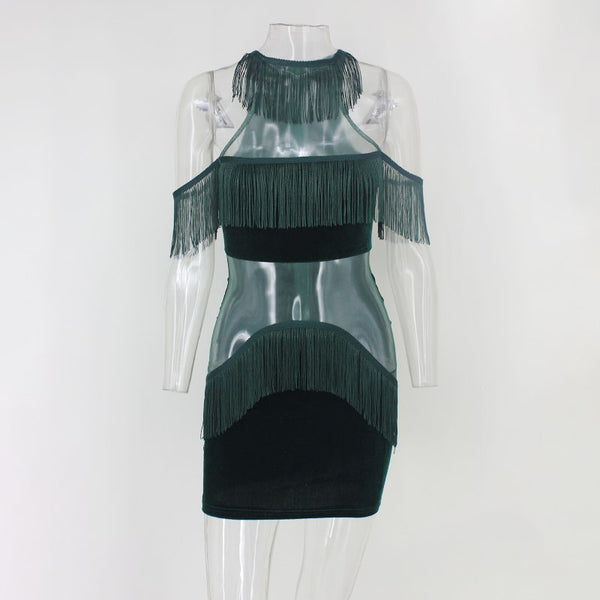 New Summer Tassel mini Dress Women Vestidos Sexy Women Evening Party Dress tassel patchwork Elegant Lady Dresses