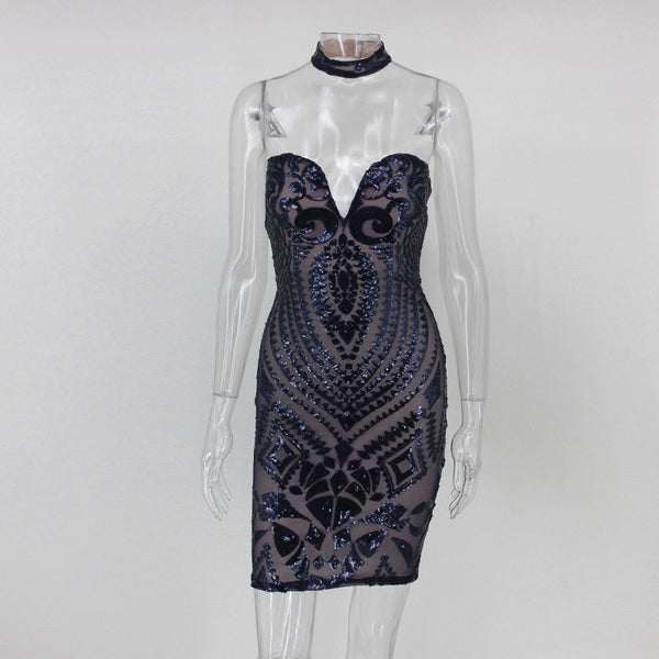 Elegant Halter Sequin night Party mini Dress Sleeveless evening Club bodycon Backless Dresses Sexy Summer Vestidos