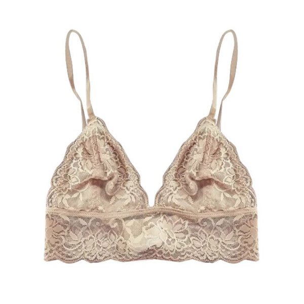 New Arrival Sexy Floral Lace Wire Vest Bra Bustier Sheer Top Seamless Transparent Cup Wireless Bras Female Lingerie Woman