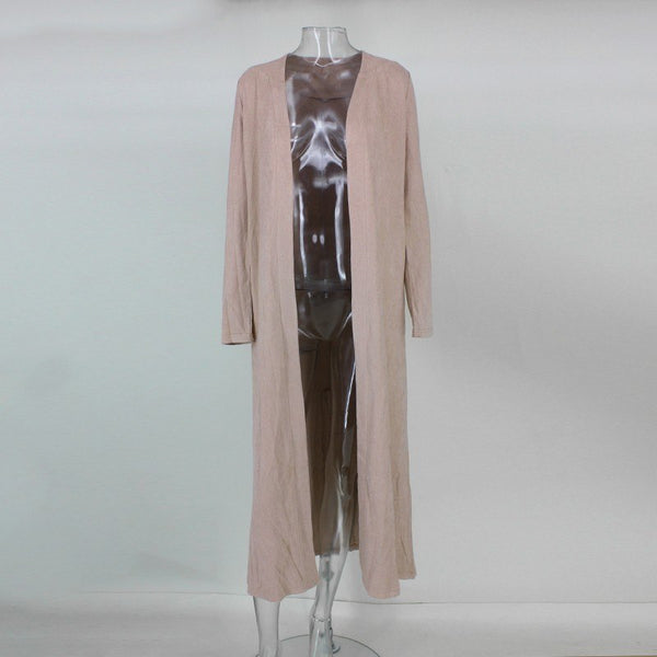 New arrival Autumn Winter Women Long Jacket Pocket Elegant Open Front Coat Thicken Cover-up Outwear