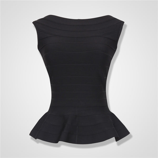 Peplum Ruffle Long Bandage Top Vest Wholesale White Sexy Rayon Women's Sleeveless 2022 Newest