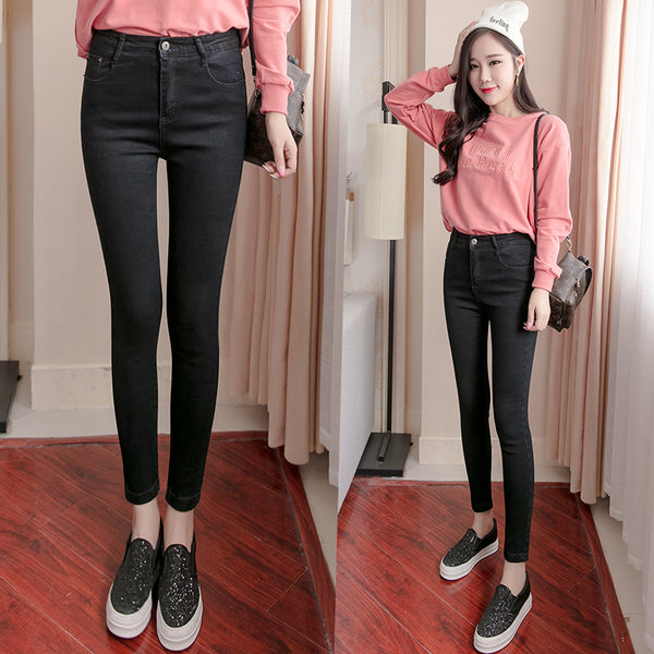 Plus Size High Waist Stretch Washed Jeans Woman Denim Pants Befree Trousers For Women Pencil Skinny Jeans Light Blue Gray Black