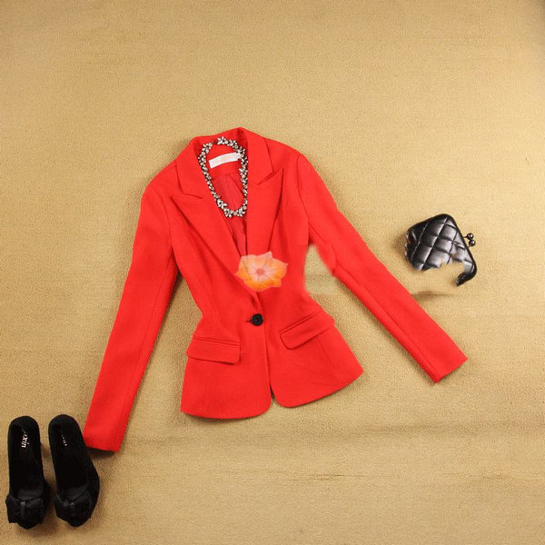 Red pink Women Blazers and Jackets Suit Ladies Long Sleeve Work Wear Blazer Casual Female Outerwear Wear to Work Coat New
