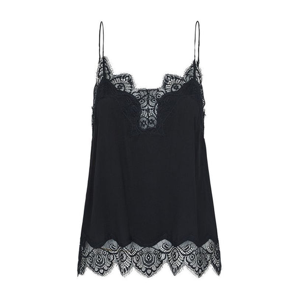 Women Sexy Tops Camisoles Lace V-neck Strap Camis Lace Vest Tank Top Female Clothing Black White Tops