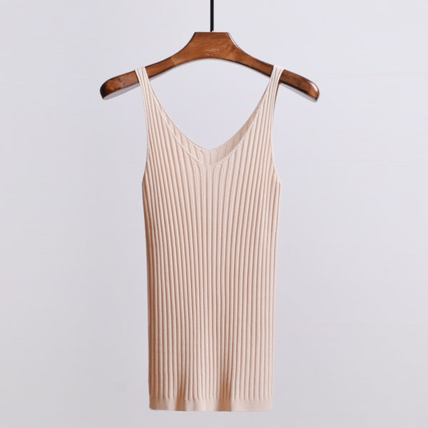 Sexy Women's Tank Top Sleeveless Women V-Neck Knitted Vest Blouse 2022 Summer Female Slim Fashion Tank Tops Woman Clothes