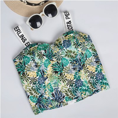 Short Top 2022 Printing New Arrival Summer Women Top Cropped Letter Halter Crop Top Female All Matches Cute Tank Tops For Women