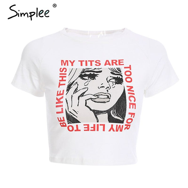 Streetwear letter print white T shirt women O neck short sleeve crop top 2022 Summer tops tees slim casual camis