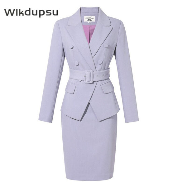 Skirt Suit Two Piece Set Women Elegant Formal Office Ladies Slim Fit Blazer Jacket and Skirt Work Business Clothes Female