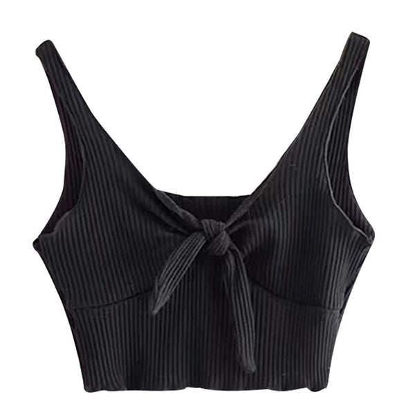 Sleeveless Backless V Neck Summer Casual Tank Tops Fashion Sexy Hollow Out Cotton Crop Tops Short T Shirt
