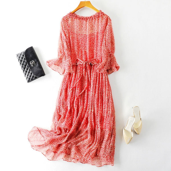Special Barbier silk dress 100% mulberry silk two piece beach skirt medium length 98007
