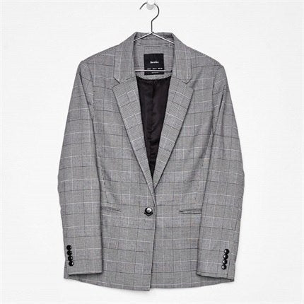Spring autumn new feminino retro plaid suit jacket straight female casual woolen jacket Suit Female Plaid Slim Blazer