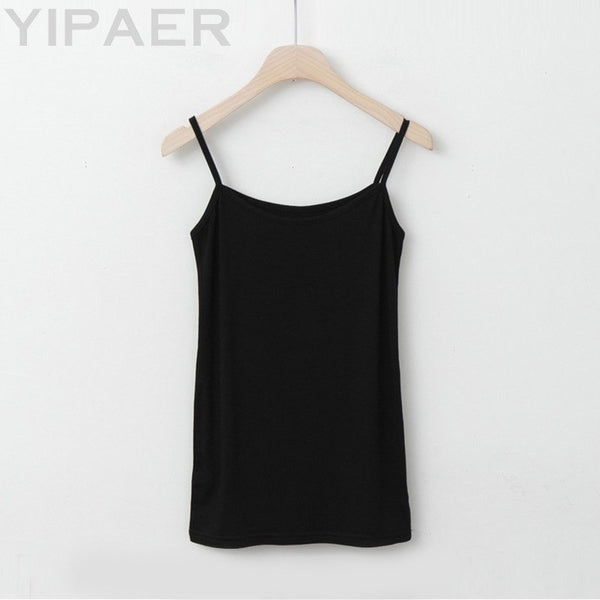 Summer Sexy Black Multi-Color Women Spaghetti Strap Top 2022 Korean Fashion Slim Milk Fiber Underwear Halter Tank Top Red Blue