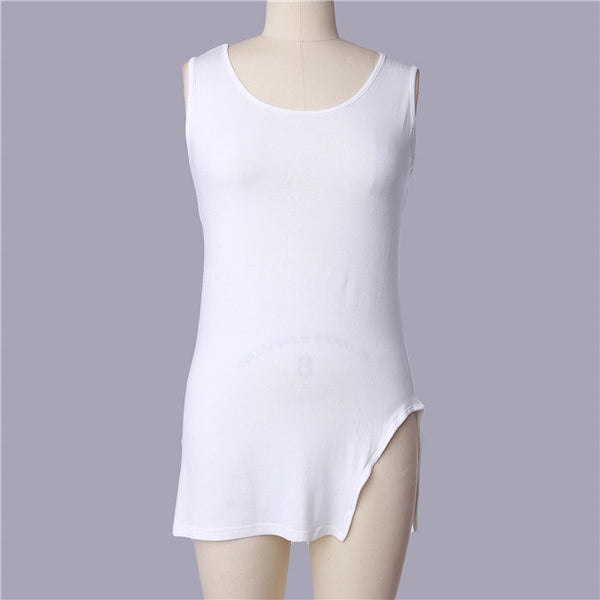 Summer Tank Top Women Sleeveless Side Split Long Vest Ladies White / Black Casual Shirt Women Tops NQ868218