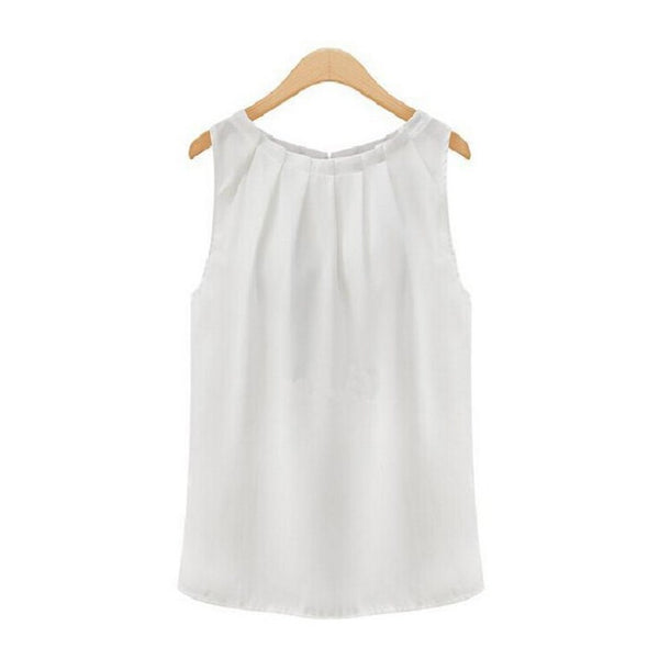 Summer Women Sleeveless Chiffon Tank Top Office Style Tank Top Tropical Tops Vest Casual Top S-XL