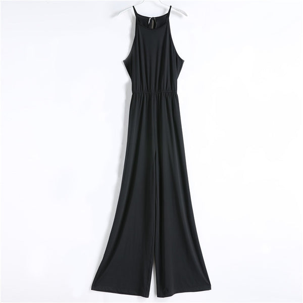 Summer Women White Black Jumpsuit Wide Leg Long Pants Sexy Sleeveless Lace Up Strap Rompers Female Casual Overalls 5XL Talever