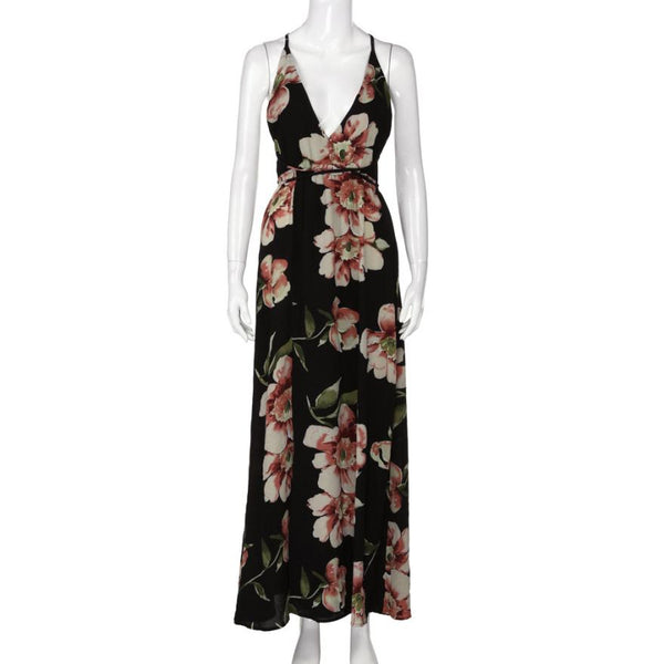 Summer dress 2022 Floral Vestidos Mujeres Sexy Maxi Dress Long Pleated Dresses Backless robe femme robe longue evenning-dress