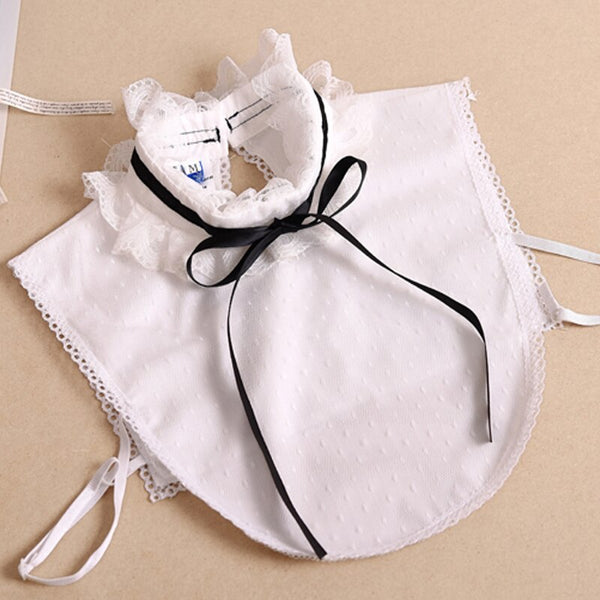 Sweater Decorative blouse Peterpan Detachable Collar Spring summer shirt classic white false collar decorated black tie
