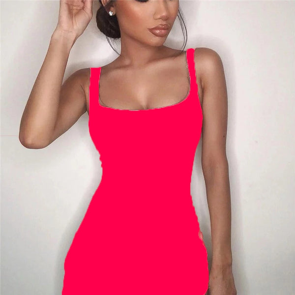 Sweet Rose red dress Mini Bodycon Women Summer Dress Backless Sexy Wrap Neon sleeveless Dress jurk dames Club Party
