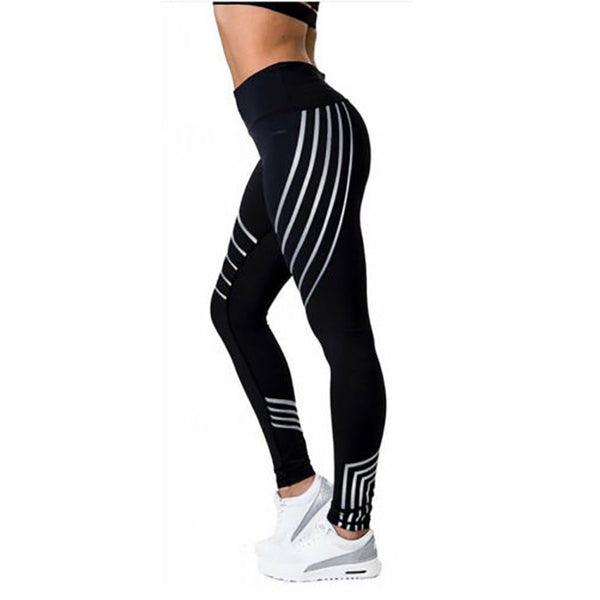 Fashion Holographic Women Workout Leggings Skinny Push Up Pants Shiny Lines High Waist Stretching Fitness Female Leggins