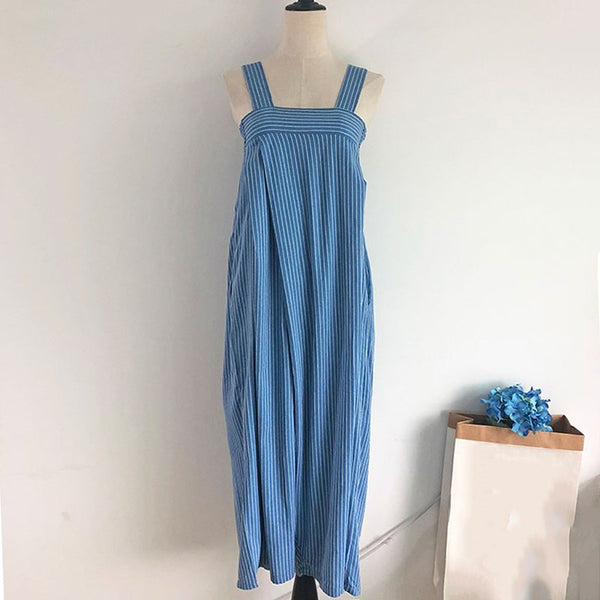 Striped Jumpsuits Female Strapless Patchwork High Waist Pocket Long Beach Wide Leg Pants 2022 Summer Korean Clothes