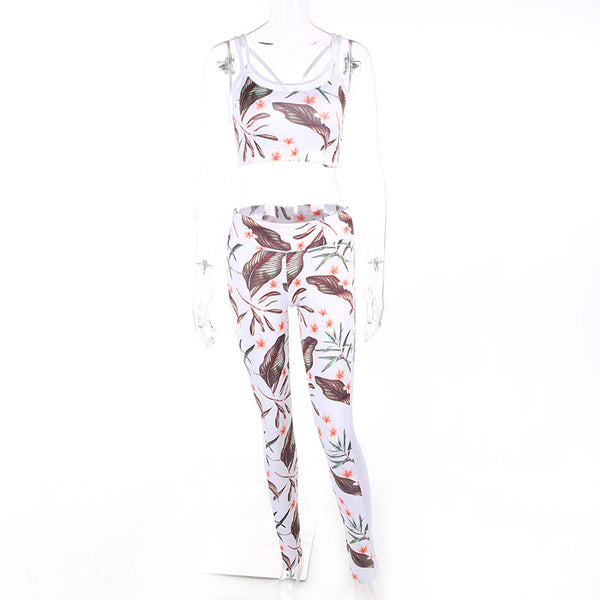 Tracksuit Crop Top Tanks And Leggings New Women Leaf Set Letters Patchwork Clothing Sexy Short Crop Top Sweatshirt