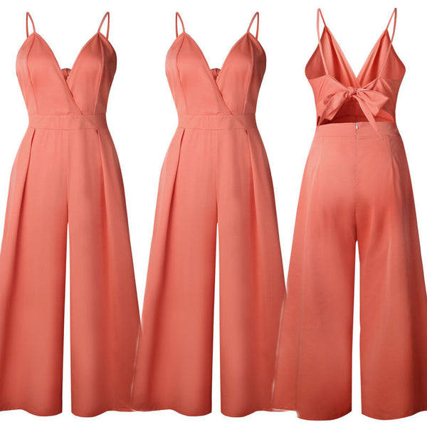 Trendy Women clothes Ladies Bodycon Party sleeveless Jumpsuit V-neck Bow cotton casual Rompers one pieces