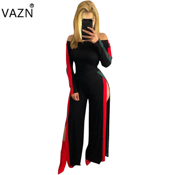 Hot Fashion Design 2022 Casual Jumpsuit Slash Neck Sexy Jumpsuit Full Sleeve Long Jumpsuit W8026