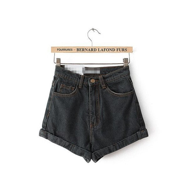 Vintage Denim Shorts Women High-Waist Rolled Hem Denim Shorts Girls Sexy Cuff Jeans Shorts Plus Size Girls' Street Wear C3627