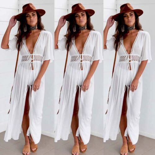 WOMEN LACE CROCHET BIKINI BEACHWEAR COVER UP BEACH DRESS SUMMER BATHING SUIT