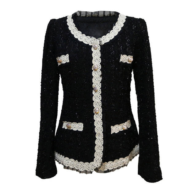 Women Blazers Feminino 2022 Autumn Paillette Lady Jackets and Coats Blaser Femme Chaqueta Mujer Jaqueta Feminina Black White