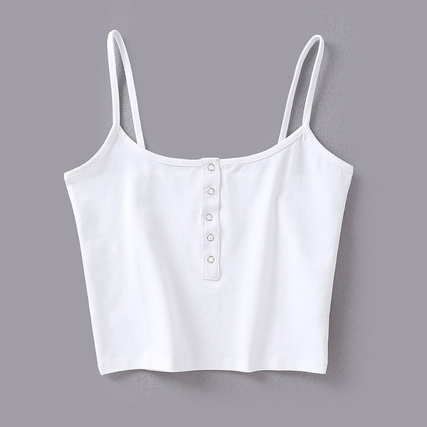 Women Button Front Crop Cami Top Fashion Camis
