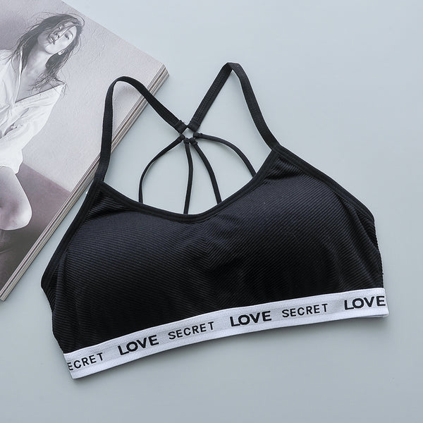 Women Crop Top Cropped Striped Padded Bra Tank Top Vest Fitness Stretch Women's genie Workout Bras
