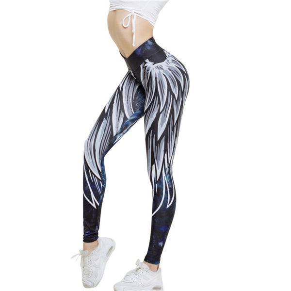Women Harajuku Wings Of an Angel Printed Leggins Push Up Fitness Sexy Cartoon 3d Graffiti Women Casual Funny sporting Leggings