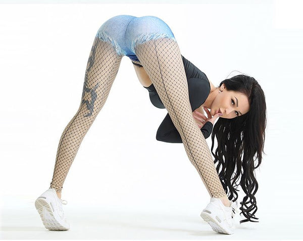 Women Jeans Pattern Leggings Women 3D Imitation Cowboy Printing Legging Femme Elastic Workout Leggings