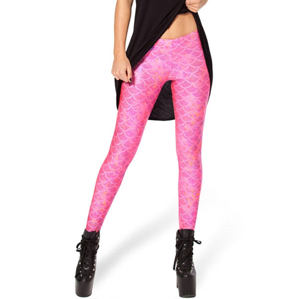 Women Mermaid Leggings Glitter Printed Legging Sexy Silm Fit Legings High Waist Elastic Women Pants