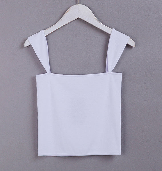 Women Square Neck Ribbed Crop Cami Top Crop Tank Top
