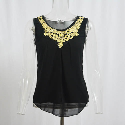 Women Tank Tops Big Size 2022 New Summer Sleeveless Tanks Sequined Embroidery Chiffon Blouse Ladies Tops Female Clothing 6XL